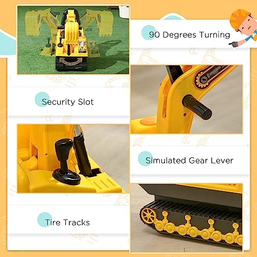 Qaba No Power Ride On Excavator for Boys Girls 18-48 Months Yellow Black