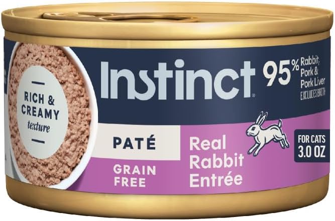Instinct Original Grain Free Real Rabbit Recipe Natural Wet Canned Cat Food, 3 oz. Cans (Case of 24) | Rich & creamy pate texture, high protein, real rabbit, whole-food ingredients, grain-free, hydration support