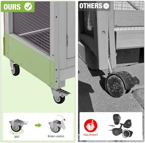 GUTINNEEN Rabbit Hutch Indoor Outdoor Bunny House Guinea Pig Cage on Wheel with Plastic Tray