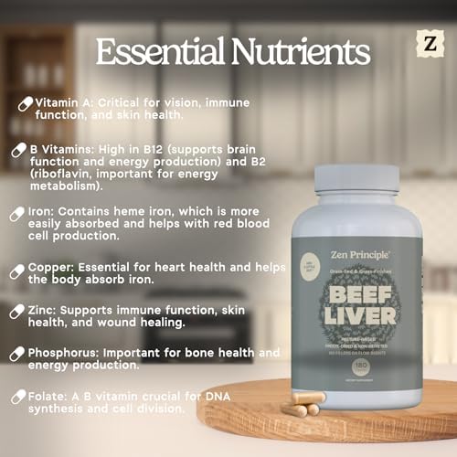 Zen Principle Ultra-Pure Desiccated Beef Liver, Grass-Fed & Finished New Zealand, No Hormones or GMOs, Natural Energy & Workout Support with Iron