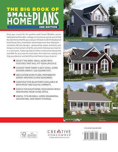 Big Book of Small Home Plans, 2nd Edition: Over 360 Home Plans Under 1200 Square Feet (Creative Homeowner) Cabins, Cottages, Tiny Houses