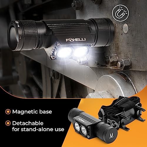 Foxelli Ultra Bright Rechargeable Headlamp – IPX7 Waterproof, 1200 Lumen LED Light for Work & Outdoors