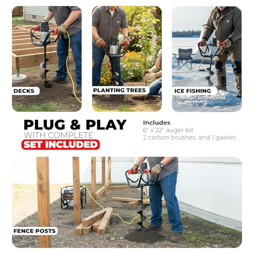 XtremepowerUS 1500W Electric Post Hole Digger Earth Auger with Reverse Function Dig Hole Fence Post Hole Digging
