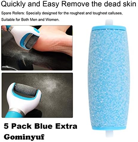 5 Pack Blue Extra Coarse Replacement Refill Roller Compatible with Amope Pedi Refills Electronic Foot File