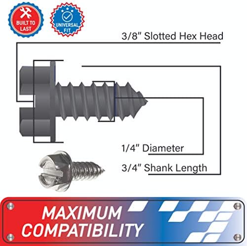 USA Fastener Stainless Steel Screws | Rust Proof, Chrome Locking Screws Set of 4 for License Plate Security to Secure Frames and Covers