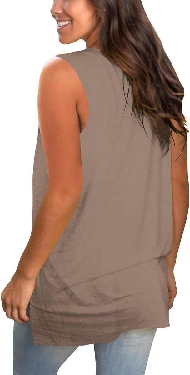 Sampeel Womens Summer Tank Tops Basic Tanks V Neck Sleeveless T Shirts Side Split