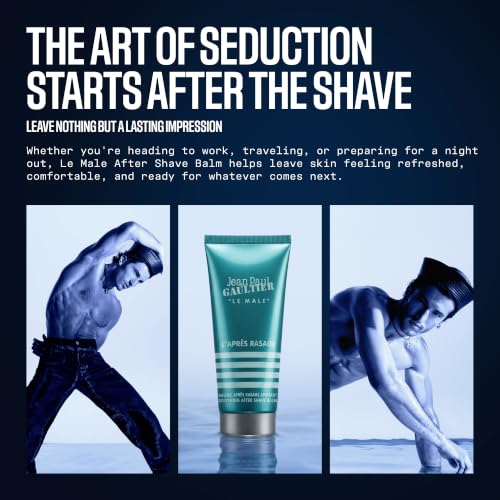 Jean Paul Gaultier Le Male Soothing Aftershave Balm - Cologne Scented Post Shave Balm for Men with Fresh Mint