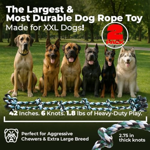 Pacific Pups Products Giant Dog Rope Toy, 42 Inch Tug of War Rope, Green