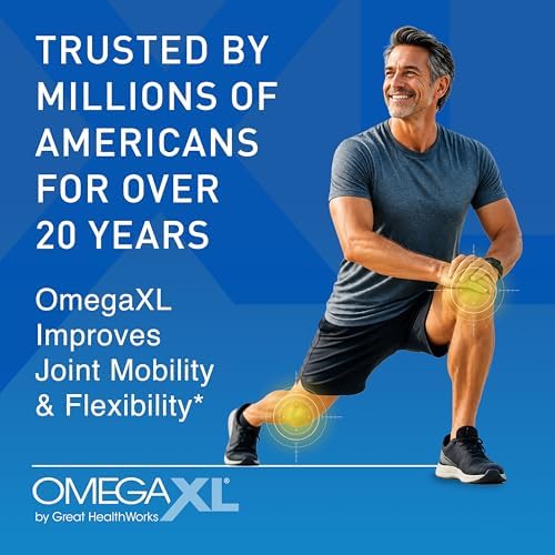 OmegaXL Joint Support Supplement, 60 Count | Green Lipped Mussel Oil, Soft Gel Pill, Natural Joint and Muscle Support Supplement, Clinically Supported, Non-GMO, Drug-Free