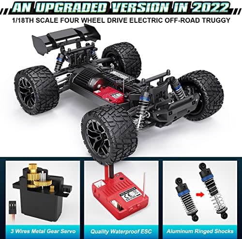 HAIBOXING RC Cars Hailstorm, 36+KM/H High Speed 4WD 1:18 Scale Waterproof Truggy Remote Control Off Road Monster Truck with Two Rechargeable Batteries
