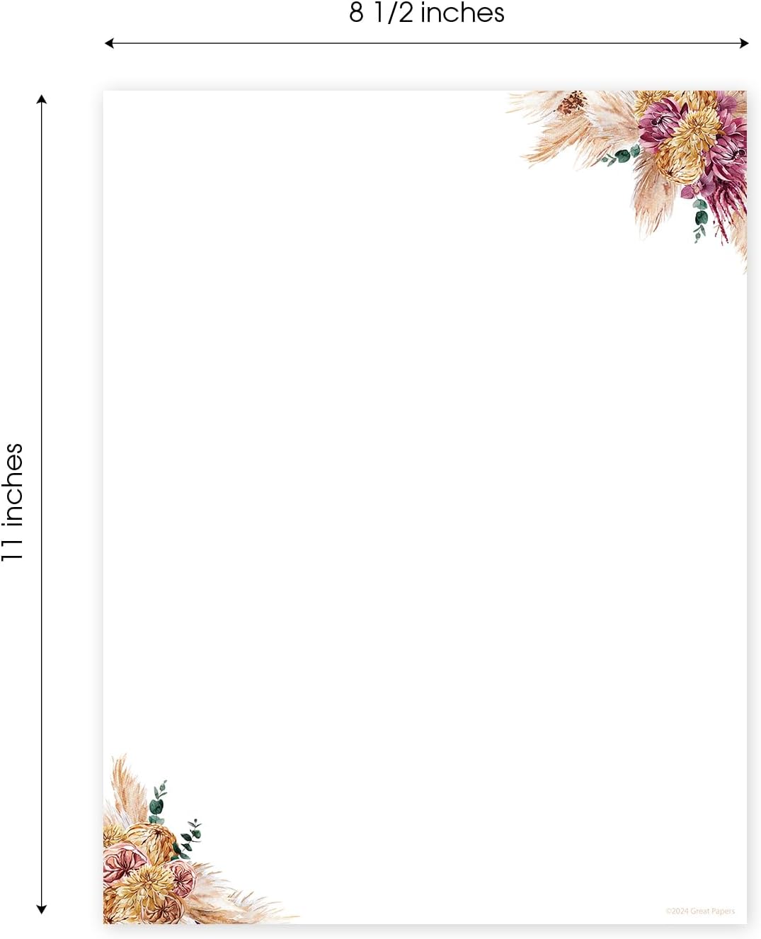Great Papers! Lush Greenery Letterhead / 80 Floral Sheets 8.5" x 11" Beautiful Watercolor Botanical All Occasion Letter Paper