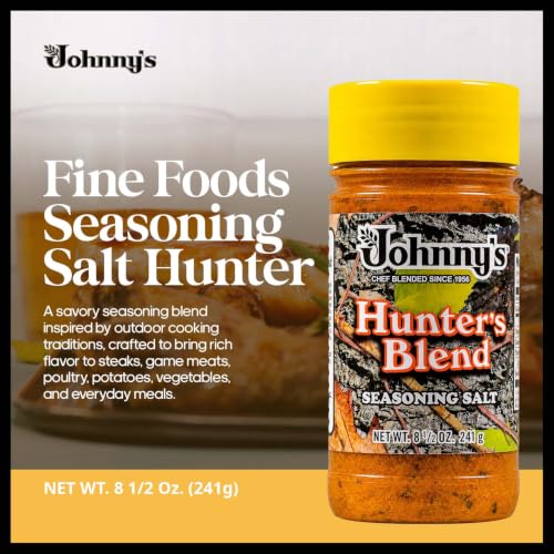 Johnny's - Hunter Seasoning Salt - 8.5 oz | Savory Seasoning Blend, Great For Wild Game, Beef, Poultry, Vegetables, Grilling