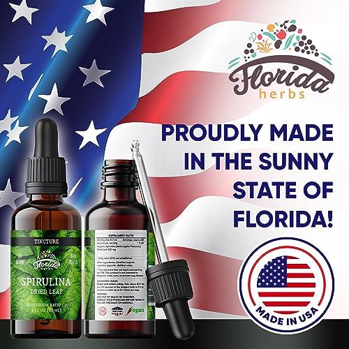 Spirulina Tincture, Organic Spirulina Extract (Arthrospira Platensis) Herbal Supplement, Non-GMO in Cold-Pressed Organic Vegetable Glycerin, 700 mg