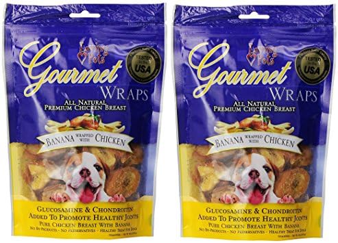 Loving Pets (2 Pack) All Natural Premium Banana and Chicken Wraps with Glucosamine and Chondroitin Dog Treats, 6 oz