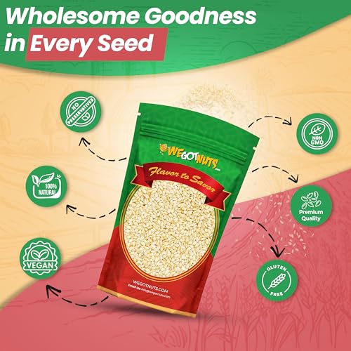 We Got Nuts White Hulled Sesame Seeds 5 Lbs (80oz) Bag | No Preservatives Added, Non-GMO, 100% Natural With No Shell | For Baking, Salad Toppings