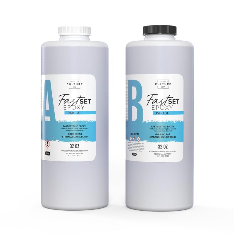 Counter Culture DIY Fast Set Epoxy Resin, 32 oz Kit, Quick Art Supplies for Coating, Casting, Geodes, Tabletop, Bar Top, Live Edge River Tables