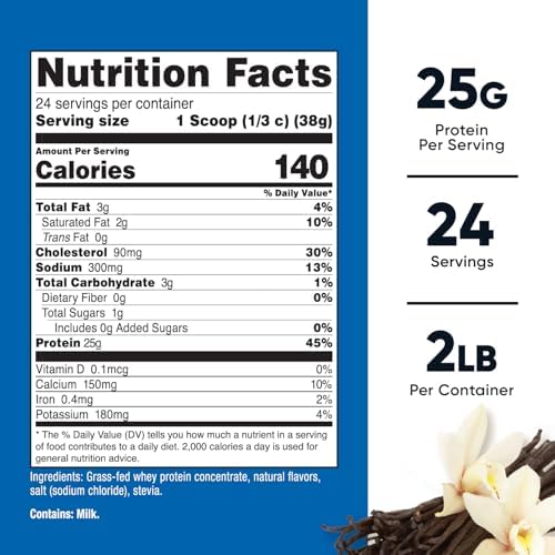 Nutricost Grass-Fed Whey Protein Concentrate (Unflavored) 2LBS | Undenatured, GMO-Free, Gluten Free, Natural Flavors