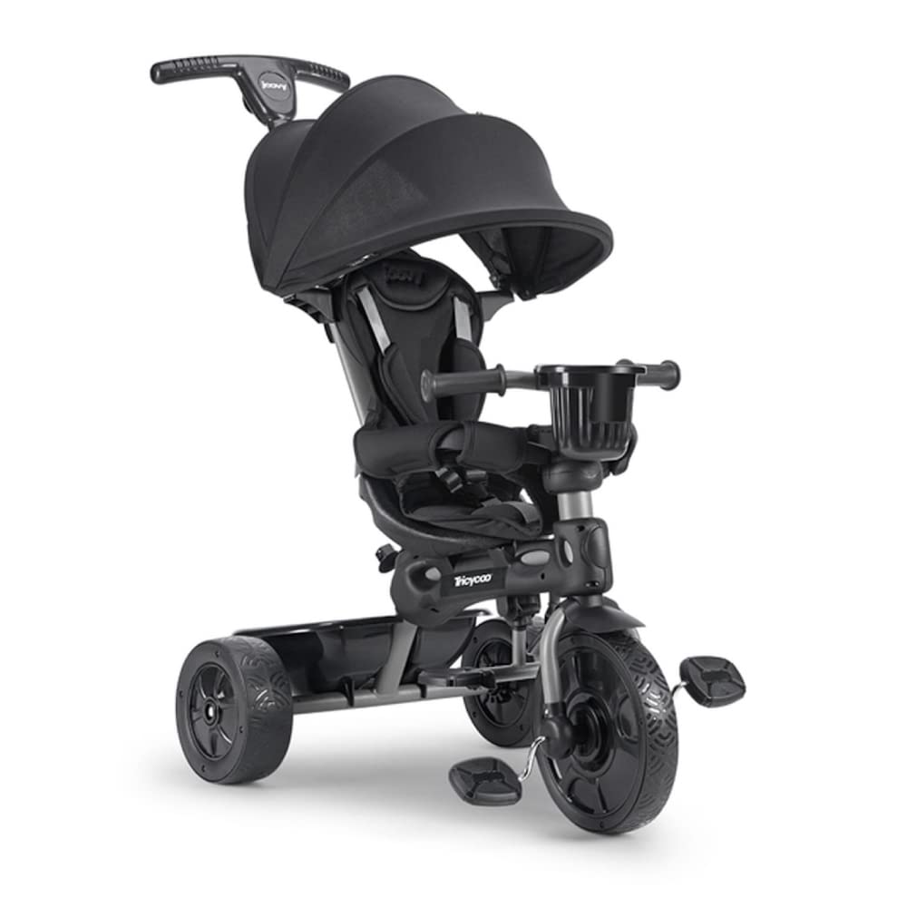 Joovy Tricycoo 4.1 Kids Tricycle with 4-Stages Featuring Extra-Wide Front Tire, Removable and Adjustable Parent Handle, Safety Harness