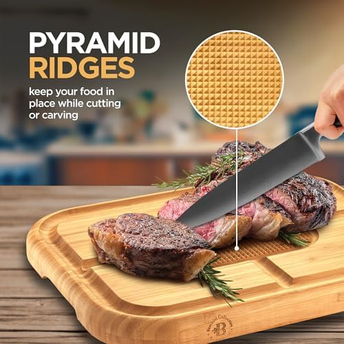 Wood Cutting Board for Kitchen - 1 Inch Thick Bamboo Wooden Chopping Board, Butcher Block Cutting Board with Juice Groove, Handles, Large Meat Cutting Board, Charcuterie Serving Board, 16 x 11