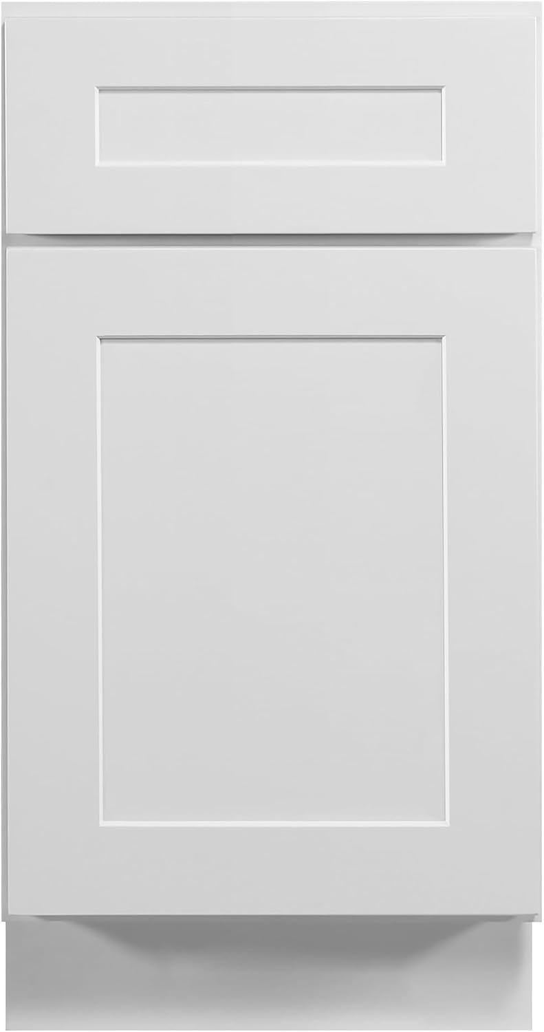 Brookings Shaker Unassembled Base Kitchen Cabinet B18, 18 W x 24 D x 34.5 H, Painted White with Sherwin Williams®, Solid Wood – Design House, 561340 | Adjustable Shelves, Adjustable Hinges, Floor Mount, Contemporary/Modern, Wood, Kitchen, 561340