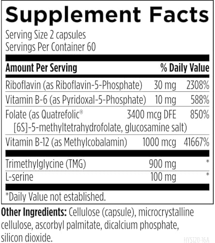 Designs for Health Homocysteine Supreme - Methylated B Vitamins with Riboflavin, B6, B12, Folate, L-Serine & TMG for Brain Support & Heart Health - Methylated Multivitamin (60 Capsules)