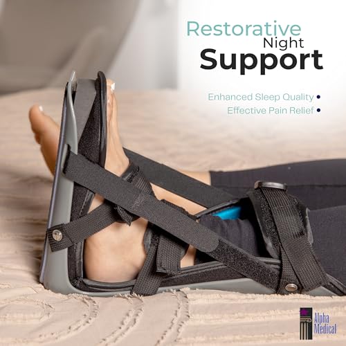 Plantar Fasciitis Adjustable Night Splint. Sleeping boot for foot stretching. P.F. Night Splint with wedge for dorsiflexion. Achilles tendonitis, Heel and Bone Spur, Tendon and Calf Stretching, Arch Pain Treatment. Fits Left & Right Foot. L4398 (Medium)