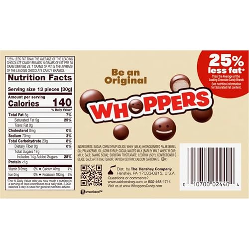 WHOPPERS, Chocolate Covered Malted Milk Balls, Fun Size 3 Balls Pack (Pack of 2 Pounds) | Pack of 2 Pounds