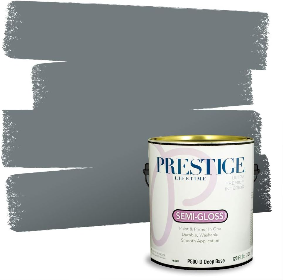 PRESTIGE Paints Exterior Paint and Primer In One, 1-Gallon, Satin, Comparable Match of Sherwin Williams* Tricorn Black*