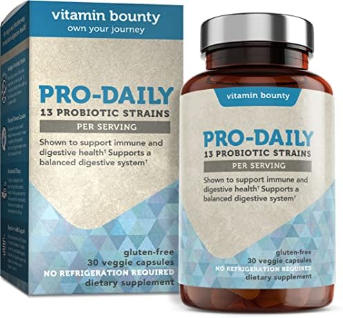 Vitamin Bounty Pro-Daily Probiotic 5 Billion CFU - 13 Strains with Lactobacillus Acidophilus & Bifidobacterium for Digestive Health - Probiotics for