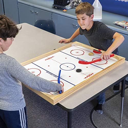 GoSports Hockey Ice Pucky Wooden Table Top Hockey Game for Kids & Adults - Includes 1 Game Board, 2 Hockey Sticks & 3 Pucks
