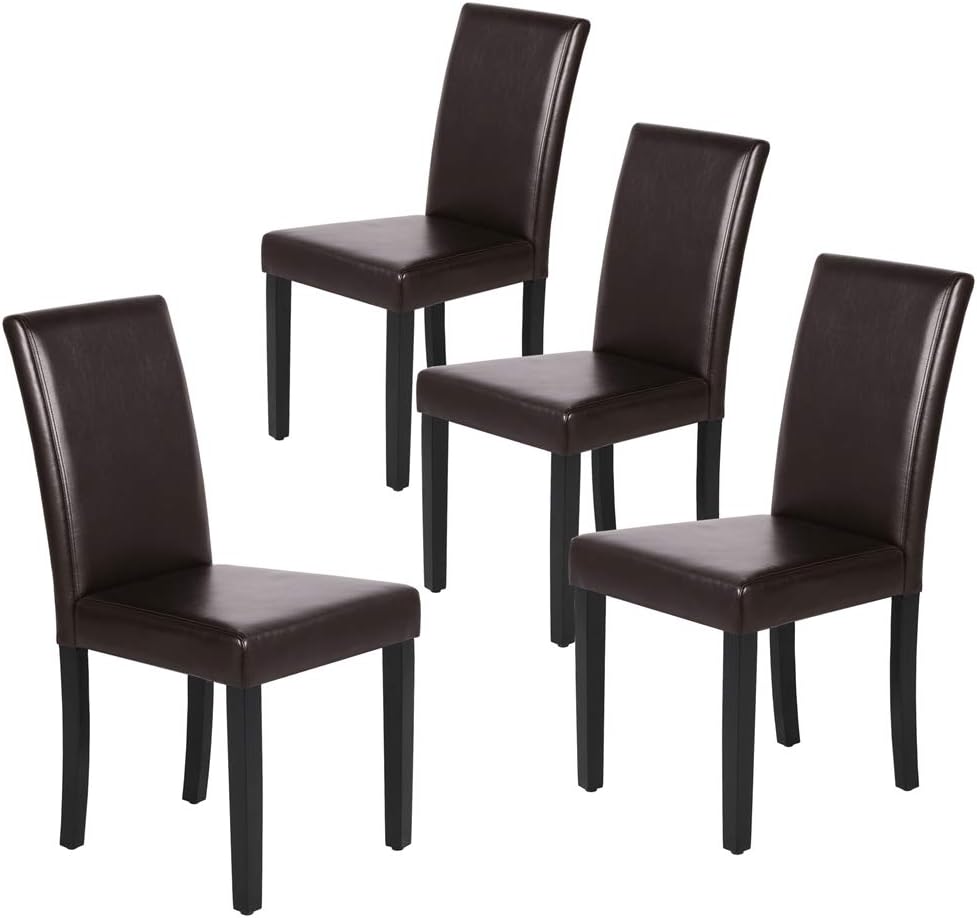 Yaheetech Dining Chairs Set of 4 Upholstered Kitchen Chairs Black