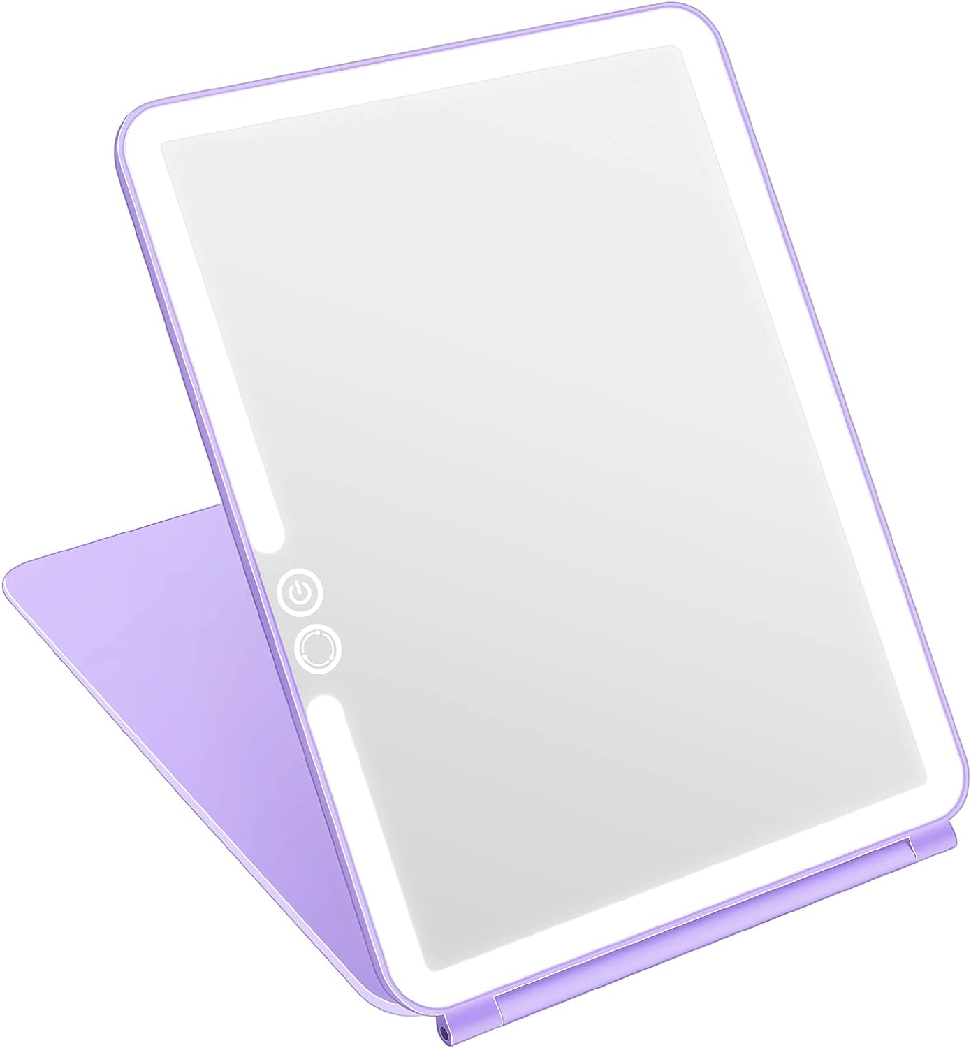 deweisn Folding Lighted Makeup Mirror with 72 LEDs 3 Colors Light Modes USB Rechargable 1800mA Batteries Portable Ultra Thin Compact Vanity Mirror