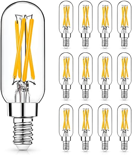 12 Pack E12 LED Edison Bulbs, 4W Dimmable T6, 2700K Warm White | Equal 40W, Dimmable T6 T25 LED Bulb, 420lm, No flicker, Candelabra light bulb for Chandelier, Ceiling Fan, Not E26 Base