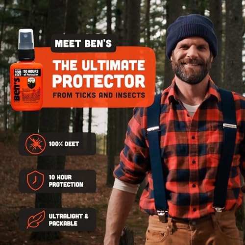 Ben's 100 DEET Tick & Insect Repellent Pump Spray, 3.4 fl oz, 2 Pack | Maximum Strength 100% DEET Formula Offers 10 Hours of Protection with No Alcohol or Other Additives for Adults & Children