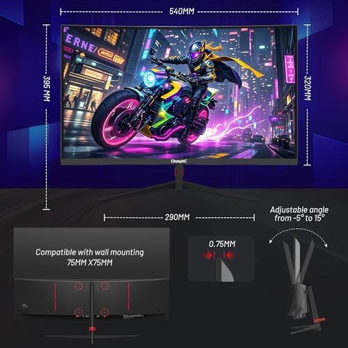 34 Inch Ultrawide Curved Gaming Monitor - WQHD 3440x1440p, 165Hz, 120% sRGB, FreeSync, VESA Mountable (DP&HDMI Cable Incl.) - Immersive PC Monitor for Gamers & Professionals, Black