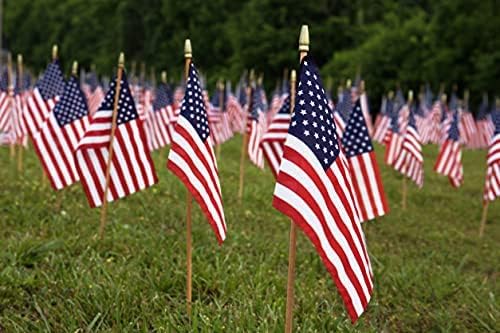 Set of 48, Proudly Made in U.S.A. Small American Flags 4x6 Inch/Small US Flag/Mini American Stick Flag/American Hand Held Stick Flags Spear Top