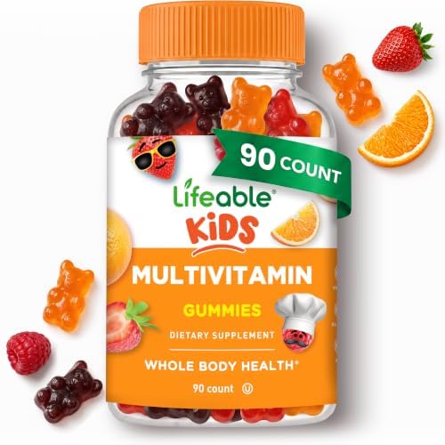 Lifeable Kids Multivitamin Gummies | Great Tasting Multivitamin for Kids | with Vitamins A, C, D, E, B6, B12, Zinc, Biotin, Folic Acid, Iodine