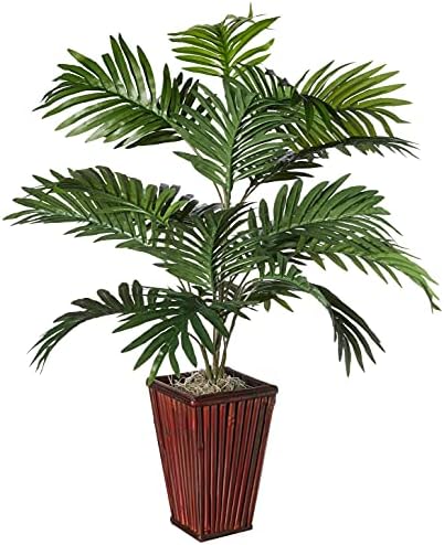 Nearly Natural Areca Palm with Bamboo Vase Silk Plant