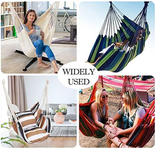Hammock Chair Hanging Rope Swing Seat for Indoor Outdoor, Sturdy Cotton Weave Hammock Swing