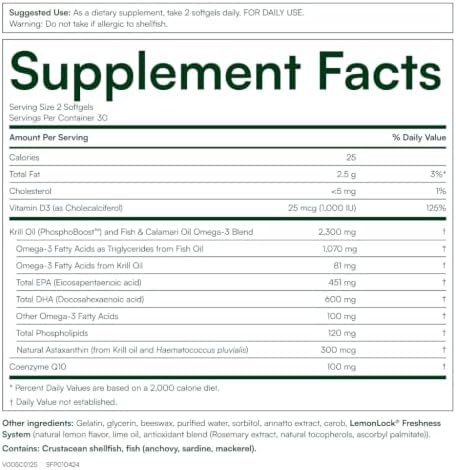 Krill Omega 10X more EPA & DHA with CoQ10 Super Formula from Purity Products. 60 SOFT GELS