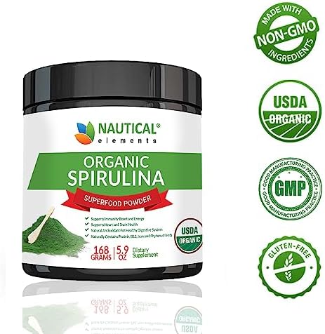 Premium USDA Organic Spirulina Powder - Organic Spirulina of Blue Green Algae from California & Hawaii – 100% Vegetarian & Vegan, Non-GMO, Non-Irradiated – The Best Green Superfood for Smoothies!