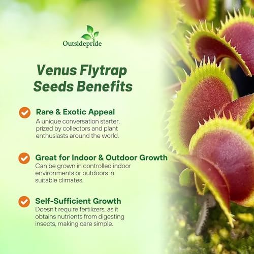 Outsidepride Venus Flytrap Seeds - 20 Pcs Perennial, Unique & Carnivorous, Indoor Plant Seeds for House Plants, Easy to Grow & Low Maintenance