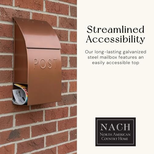 NACH Mailboxes for Outside Wall Mount, 15 x 10 x 4 inches, Red Wall Mounted Mailbox and Newspaper Holder, Waterproof Mailbox for Door - The Milano Mailbox