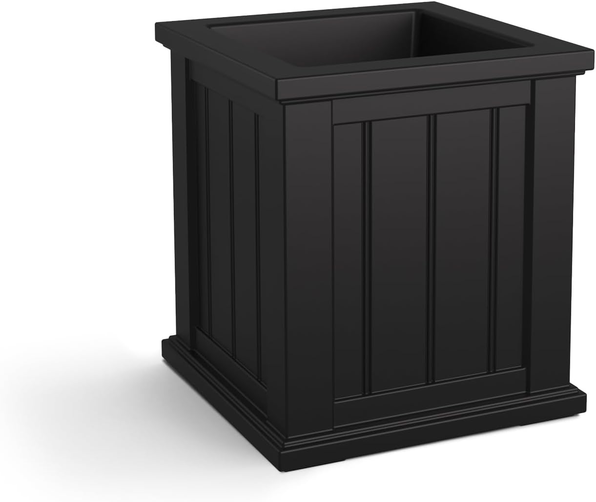 Mayne Cape Cod 14in Self-Watering Square Planter, Black | Self-watering, All season, Fade resistant, Double-wall design, 15-year warranty