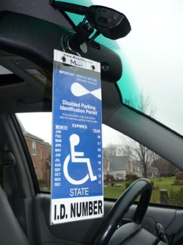 MirorTag Gold Plus by JL Safety -holds NC & NJ handicap long parking placard. Easily Display & Put Away parking Tag. Hard plastic. Magnetically