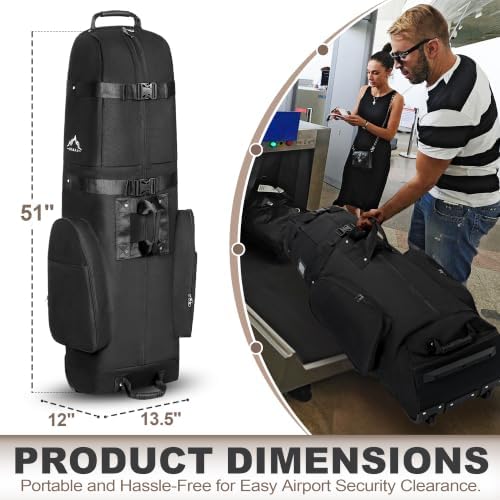 Golf Travel Bag - Heavy Duty 600D Polyester Oxford Wear-Resistant | Excellent Zipper Universal Size with Wheels