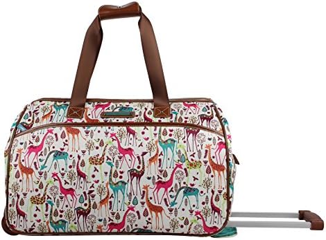 Lily Bloom Pattern 22 Inch Duffel Bag with 2-Rolling Wheels, Weekender Overnight Travel Lightweight Carry-On Suitcase For Women