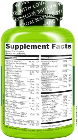 NATURELO One Daily Multivitamin for Women 50+ (Iron Free) - Menopause Support for Women Over 50 - Whole Food Supplement - Non-GMO - No Soy - 60 Capsules - 2 Month Supply | Energy Support, Whole Food Daily Women Multivitamin Supplement, Nourish Hair/Skin/…