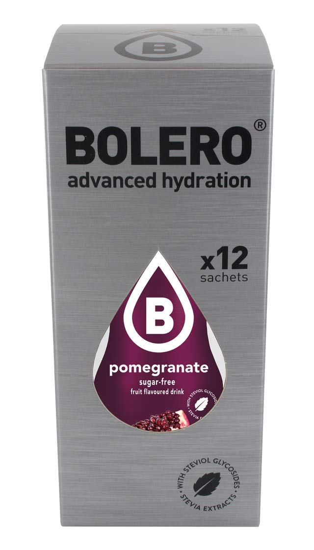 Bolero- Sugar Free Drink Mix Packets Pomegranate Fruit Flavors | Powdered Flavored Water Packets | 12 Large Sachet On The Go Packets