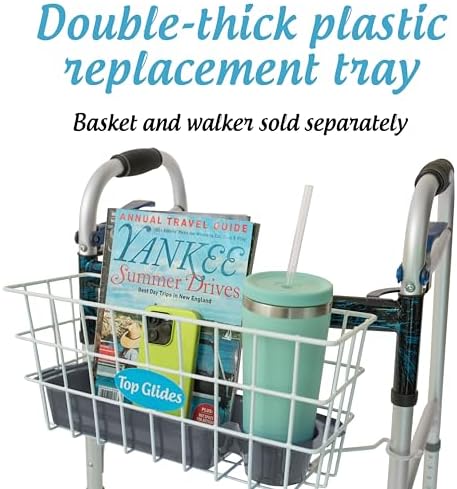Heavy Duty Clear Plastic Insert/Tray/Cup Holder for Walker Basket